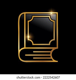 A vector Illustration  in black background with gold shine effect of Golden Luxury Book Vector Icon