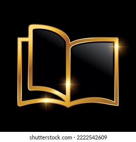 A vector Illustration  in black background with gold shine effect of Golden Luxury Book Vector Icon