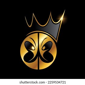 A vector Illustration  in black background with gold shine effect of Golden Butterfly People Logo vector icon