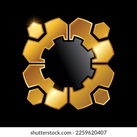 Un vector Ilustración en fondo negro con efecto de brillo dorado del logotipo de la gente dorada Icono del vector