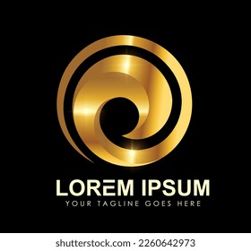 Un vector Ilustración en fondo negro con efecto de brillo dorado del icono vectorial del logotipo del Círculo Dorado
