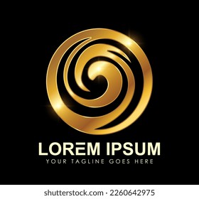 Un vector Ilustración en fondo negro con efecto de brillo dorado del icono vectorial del logotipo del Círculo Dorado
