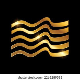 A vector Illustration  in black background with gold shine effect of Golden Flag Logo Vector Icon