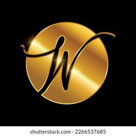 A vector Illustration  in black background with gold shine effect of Golden Monogram Logo Initial Letter W