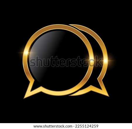 A vector Illustration  in black background with gold shine effect of Golden Double Bubble Chat Logo Vector Icon