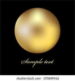 Vector illustration of Black background, golden ball 