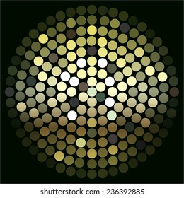 Vector illustration of Black background. Golden glowing ball