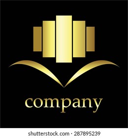 Vector illustration of Black background, golgen flats