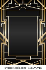 vector illustration black background in retro style with gold stripes