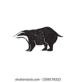 Vector illustration of black badger silhouette. Forest animal shape, logo/icon.