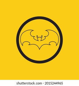 Vektorgrafik des schwarzen Fledermaus-Logos auf gelbem Hintergrund