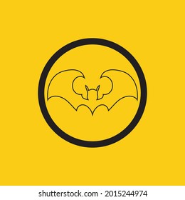 vector illustration of black bat logo on yellow background