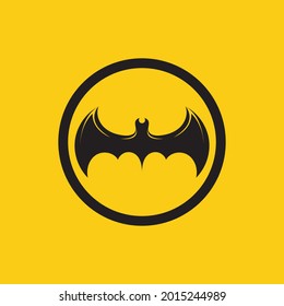 vector illustration of black bat logo on yellow background