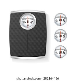 Vector illustration Black  Bathroom Scale isolated on a white background. The concept of control of body