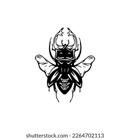 vector illustration of black beetle