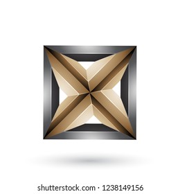 Ilustración vectorial de la forma cuadrada y triangular geométrica 3d de color negro y beige aislada en un fondo blanco