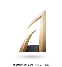 Vector Illustration of Black and Beige Arrow Shaped Letter A isolated on a White Background