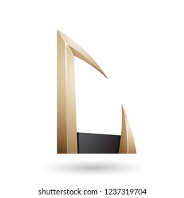 Vector Illustration of Black and Beige Arrow Shaped Letter C isolated on a White Background