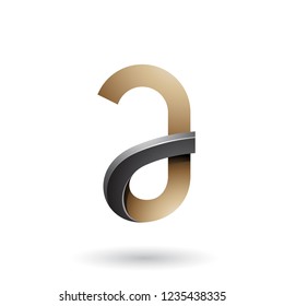 Vector Illustration of Black and Beige Bold Curvy Letter A isolated on a White Background