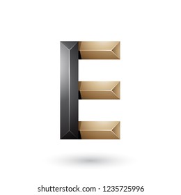 Vector Illustration of Black and Beige Pyramid Like Geometrical Letter E isolated on a White Background