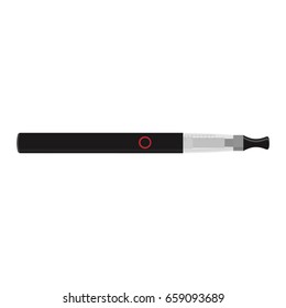 Vector illustration black big electronic cigarette isolated on white background. Vaporizer Device. Addiction dangerous 