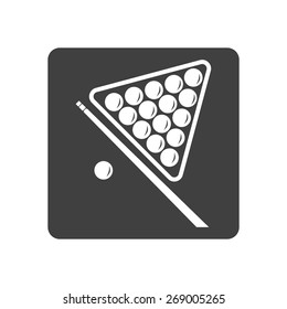 Vector illustration of black billiard game equipment icon on white background. Button