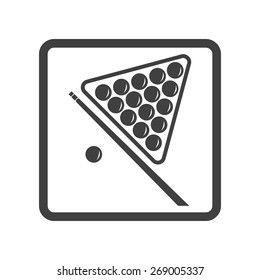 Vector illustration of black billiard game equipment icon on white background. Button