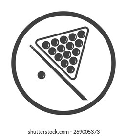 Vector illustration of black billiard game equipment icon on white background. Circle