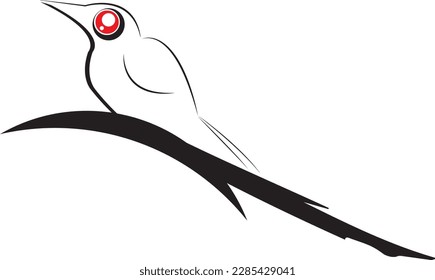 Vector illustration. Black Bird on a white Background.