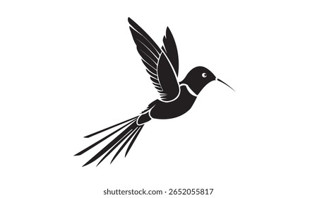 Vector illustration of a black bird silhouette on a clean white background. Ideal for nature-themed designs, wildlife concepts, logos, conservation symbols, or minimalist animal graphics.