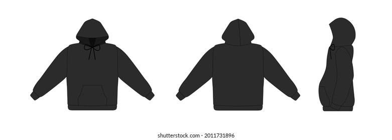 vector illustration black blank hoodie mock up