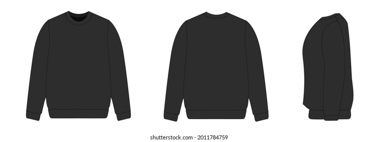 vector illustration black blank sweater mock up