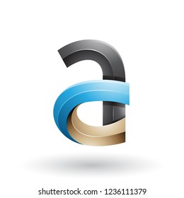 Ilustración vectorial de la letra negrita A de 3d negra y azul aislada en un fondo blanco
