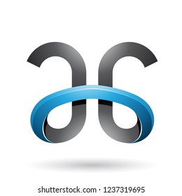 Vector Illustration of Black and Blue Bold Curvy Letters A and G isolated on a White Background