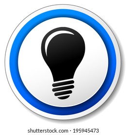 Vector illustration of black and blue light bulb icon on white background 