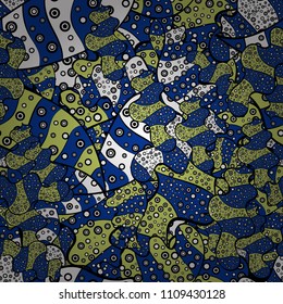Vector illustration. Black, blue and neutral on colors. Doodles pattern. Design wrapping and gift paper, greeting cards, banner and posters design. Seamless pattern Abstract cute background.