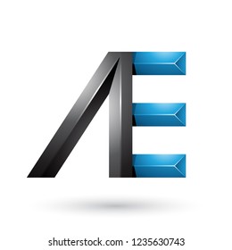 Vector Illustration of Black and Blue Pyramid Like Dual Letters of A and E isolated on a White Background