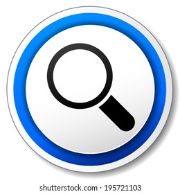 Vector illustration of black and blue search icon on white background