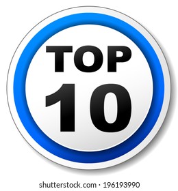 Vector illustration of black and blue top ten icon