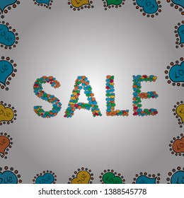 Vector. Illustration in black, blue and white colors. Sale banner template design. Lettering. Seamless. Simple patches, poster, badges in cute art style.