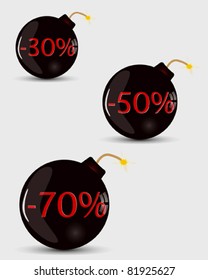vector illustration black bomb, banners