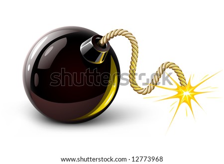 vector illustration black bomb burning isolated on the white background