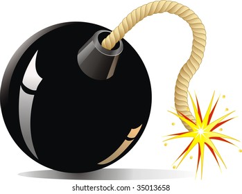 vector illustration black bomb. Isolated on  white background