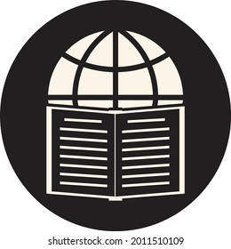 Vektorgrafik einer Kombination aus schwarzem Buch und Websymbol.