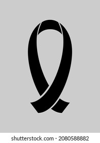 Vector illustration of black bow icon on gray background.