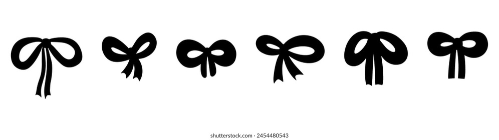 Vector illustration. Black bow. Template decoration.