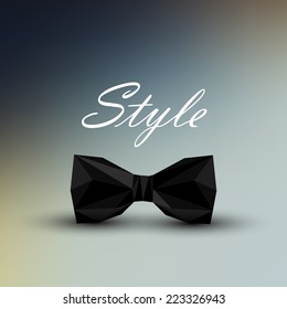 vector illustration of a black bow tie in low-polygonal style. men fashion style concept