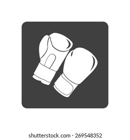 Vector illustration of black boxing gloves, mitt, mitten icon on white background. Button.