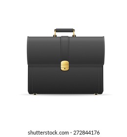 Vector illustration black briefcase, cuitcase. Marketing and business concept