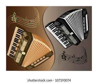 Vector illustration of black and brown accordion.